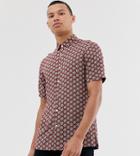 Asos Design Tall Regular Geo Shirt In Red