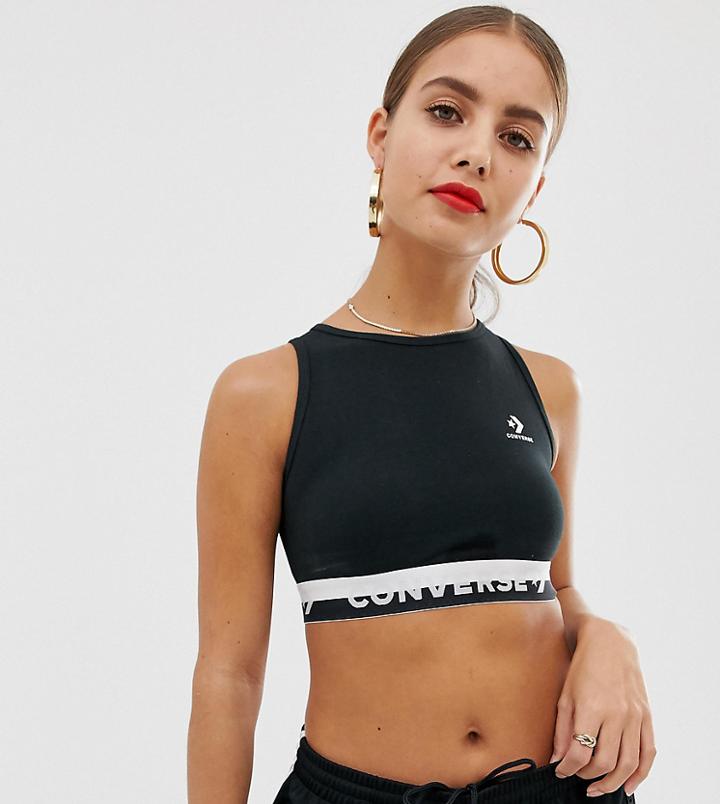 Converse Star Chevron High Neck Black Crop Top