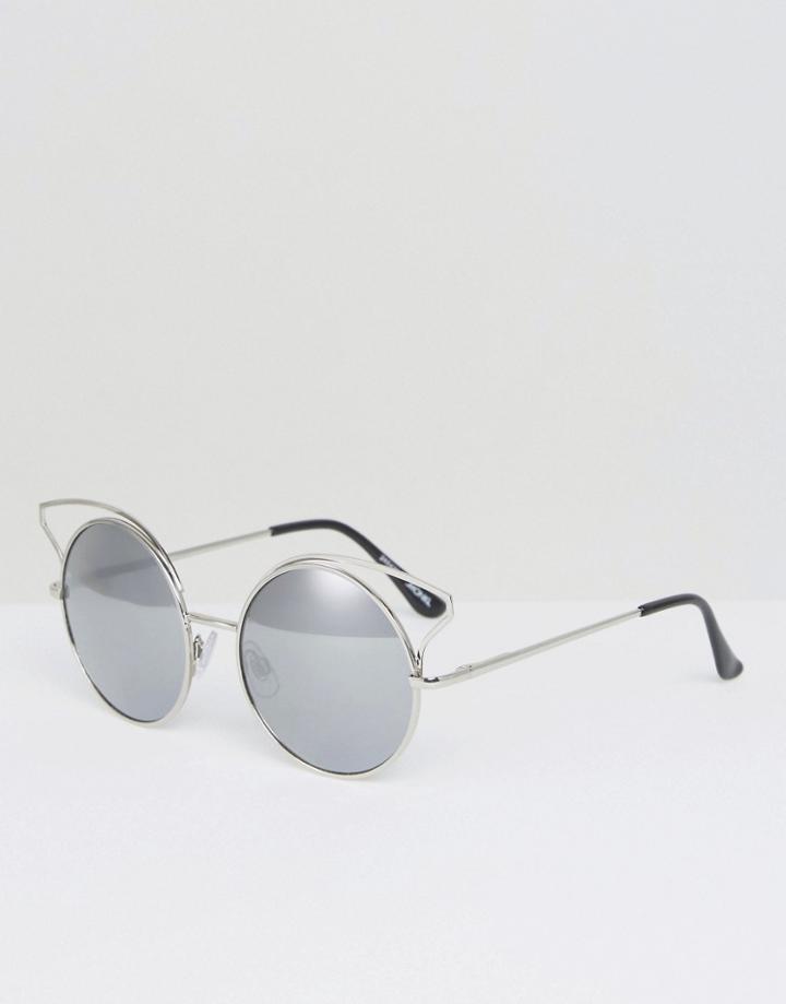 Monki Reflective Metal Detail Sunglasses - Silver