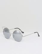 Monki Reflective Metal Detail Sunglasses - Silver