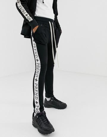 Profound Aesthetic Track Stripe Joggers In Black - Black