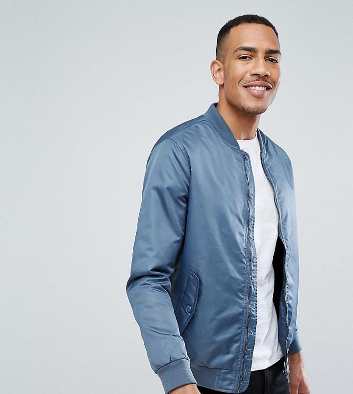 Brave Soul Tall Ma1 Bomber Jacket - Blue