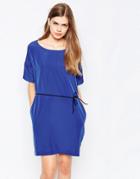 Vila Short Sleeve Belted Shift Dress - Blue