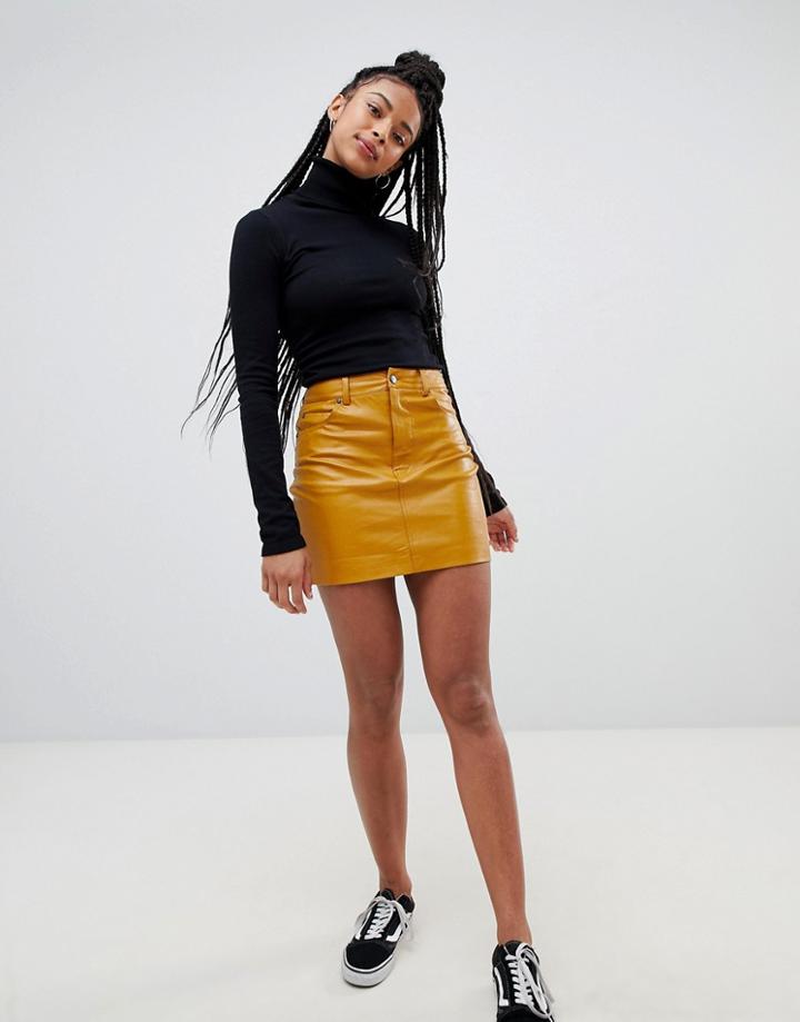 Pull & Bear Pu Skirt - Green