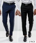 Asos 2 Pack Skinny Pant In Black And Navy Save - Multi