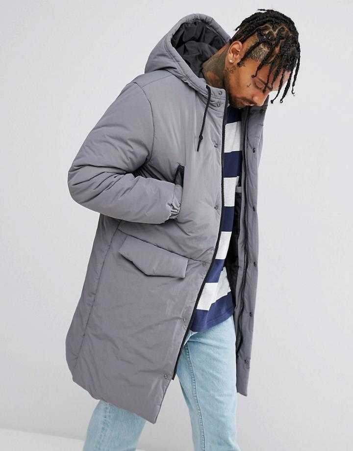 Asos Heavyweight Parka In Gray - Gray