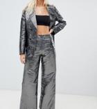 Ebonie N Ivory Wide Leg Pants In Metallic Jacquard Two-piece-silver