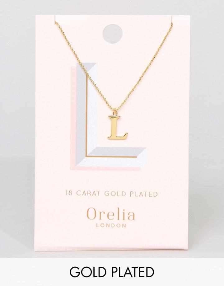 Orelia Gold Plated Large L Initial Necklace - Gold
