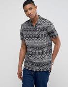 Ldn Dnm Printed Revere Short Sleeve Shirt - Red
