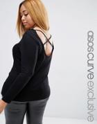 Asos Curve Scoop Back Top With Cross Straps - Black