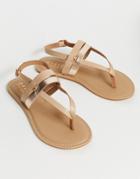 Office Salute Leather Flat Sandals - Beige