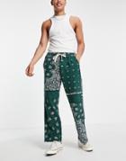 Jaded London Set Cut And Sew Paisley Sweatpants In Green