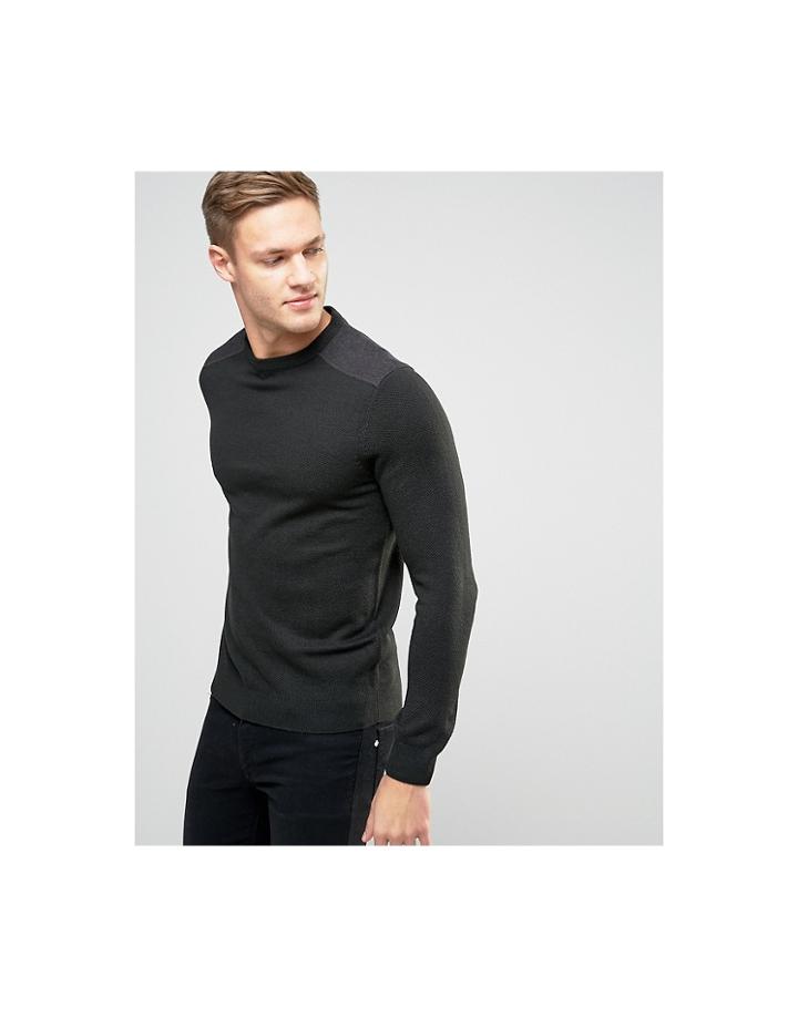 New Look Sweater With Patch Detail In Dark Green - Green
