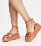 Raid Wide Fit Echo Flatform Sandals In Tan-brown