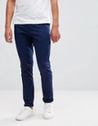 Asos Skinny Chinos In Dark Navy - Blue