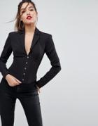 Asos Corseted Luxe Blazer With Boning - Black