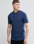 Fred Perry Polo Shirt With Twin Tip Slim Fit In Blue - Blue