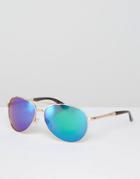 Missguided Mirrored Aviator Sunglasses - Green