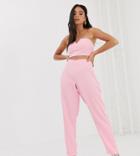 Reclaimed Vintage Inspired Pants In Boucle Two-piece - Pink