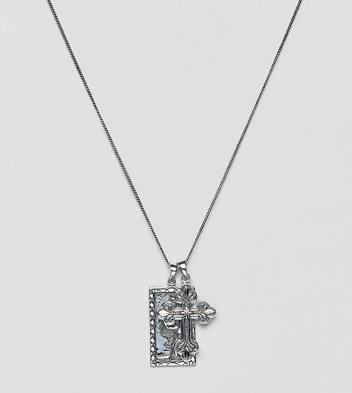 Reclaimed Vintage Inspired Sterling Silver Necklace With St Christopher And Cross Pendants Exclusive At Asos - Silver