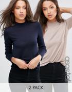 Asos Tall Jumper With Crew Neck In Soft Yarn 2 Pack Save 20%