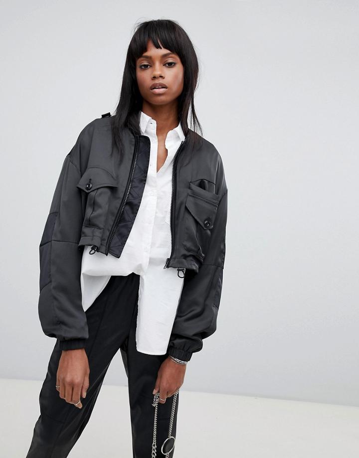 G-star Cropped High Shine Jacket - Black