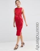 Asos Maternity Knot Side Midi Dress - Red