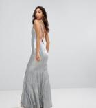Tfnc Allover Sequin Maxi Dress With Strappy Back-silver