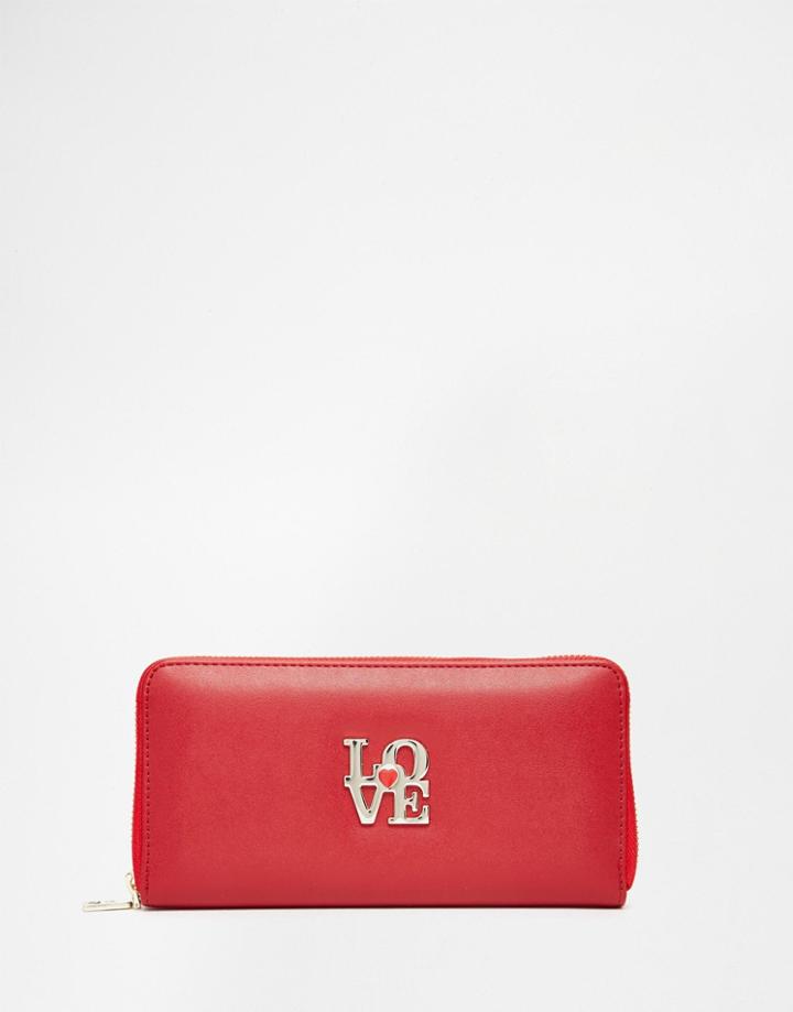 Love Moschino Leather Zip Top Purse In Red - 513 Red
