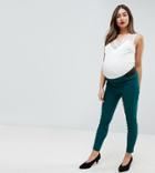 Asos Maternity High Waist Pants In Skinny Fit - Green