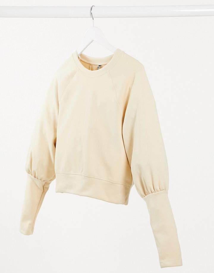 Pieces Sweater With Super Deep Cuff In Cream-white