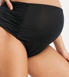 Asos Design Maternity Recycled Mix & Match Gathered High Waist Bikini Bottoms In Black
