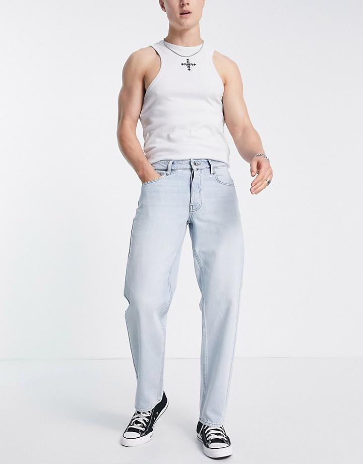 Asos Design Regular Fit Jeans In Light Wash-blue