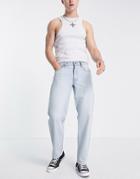 Asos Design Regular Fit Jeans In Light Wash-blue