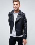 Only & Sons Biker Jacket In Faux Leather - Black