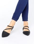 Call It Spring Nespolo Strap Detail Point Flat Shoes - Black