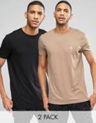 Asos 2 Pack Longline T-shirt With Crew Neck And Logo Save 15%