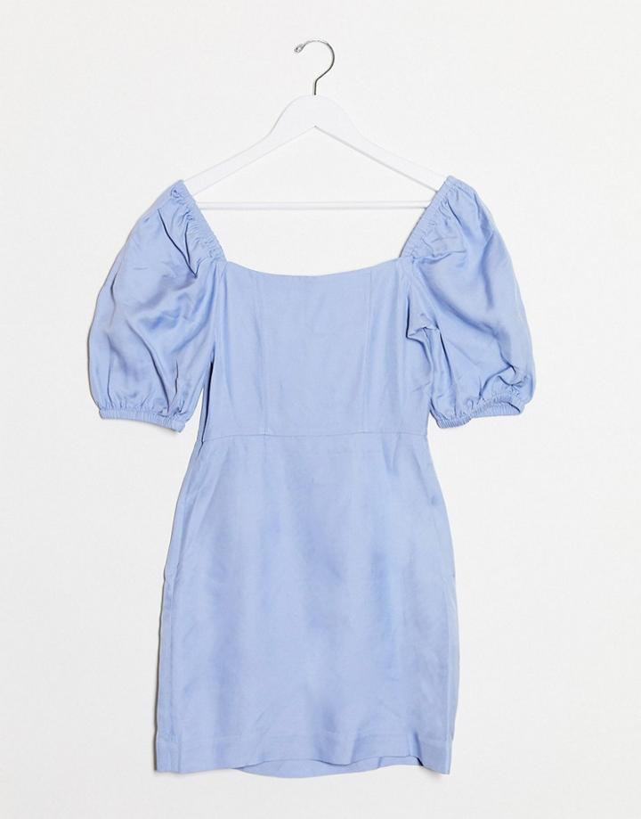 & Other Stories Bold Shoulder Mini Dress In Cornflower Blue-blues