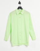 Bershka Longline Shirt In Lime-green
