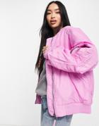 Monki Recycled Bomber Jacket In Pink