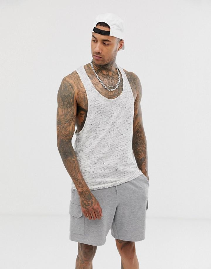 Asos Design Extreme Racer Back Tank In White Interest Fabric