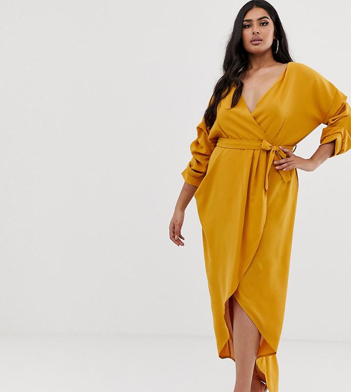 Club L Plus Ruched Detail Maxi Dress-pink