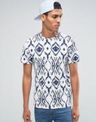 Celio Crew Neck T-shirt In All Over Print - Cream