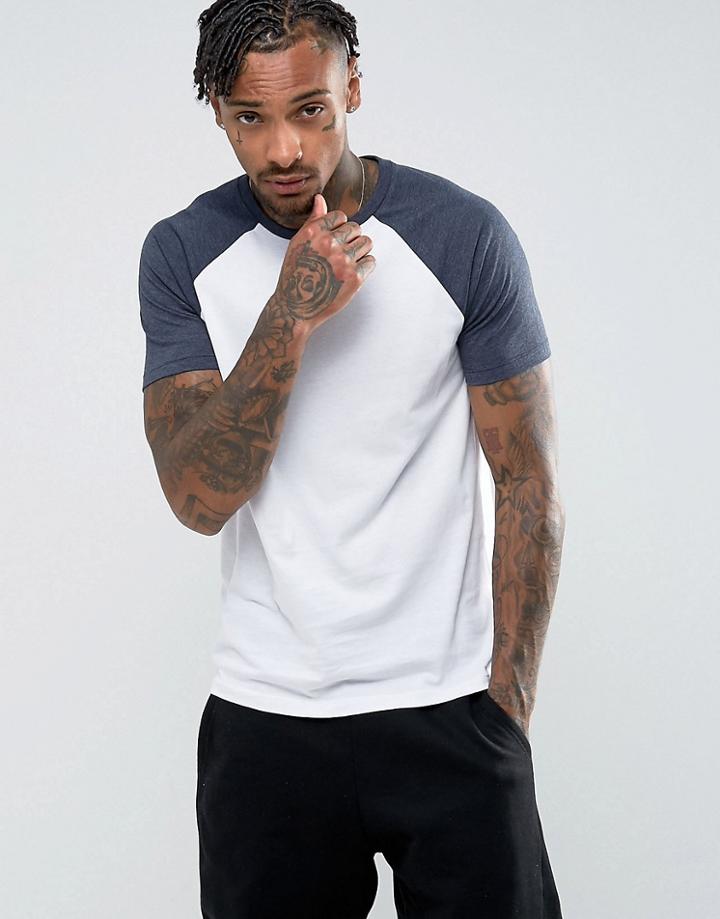 Asos T-shirt With Contrast Raglan - White