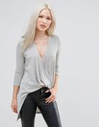 Ax Paris Knot Front Tunic Top - Silver