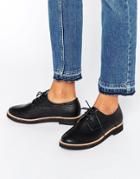 London Rebel Lace Up Flat Brogue Shoes - Black