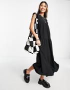 Asos Design Frill Sleeve Midi Dress In Black