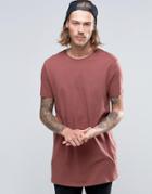 Asos Super Longline T-shirt In Red - Paver Red
