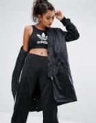 Adidas Originals Longline Bomber Jacket With Popper Sides - Black
