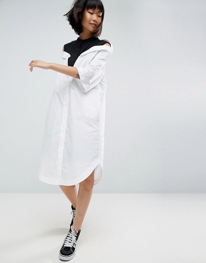 Asos White Drop Shoulder Shirt Dress - Multi